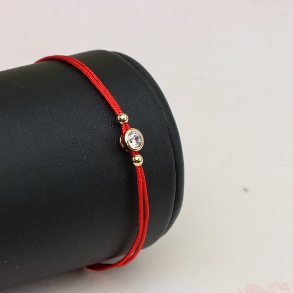 "Minimal Red String Bracelet with Center Stone, XPBL0786 - Picture 7 of 12